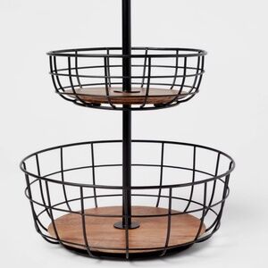 Iron and Mangowood Wire 2-Tier Fruit Basket Black | Threshold™
